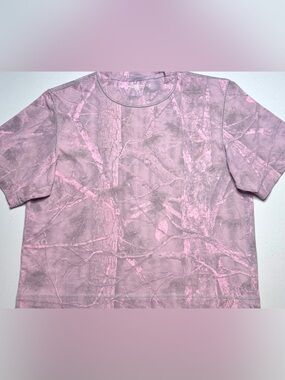 Abercrombie & Fitch Pink Camo Crop Top XS Y2K Athleisure Gym Soft Girl